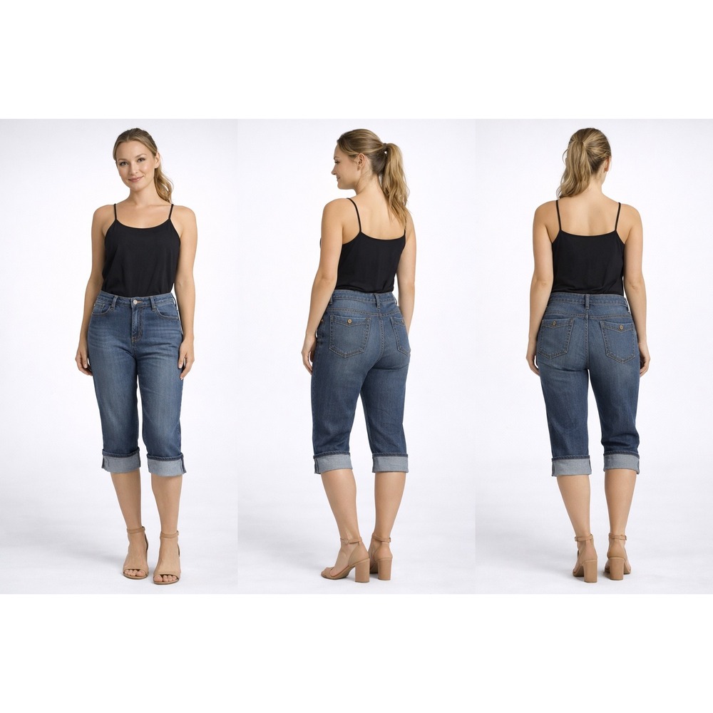 Gloria Vanderbilt Capri Jeans Womens 12 Blue Excellent Casual Classic Hem Cuff